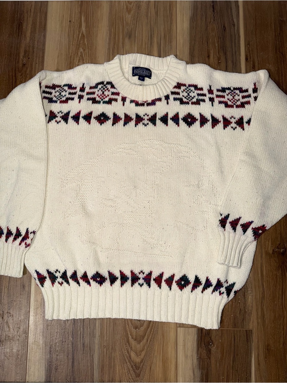 Vtg 90s Made in USA cream cotton crewneck sweater ft colorful Southwester